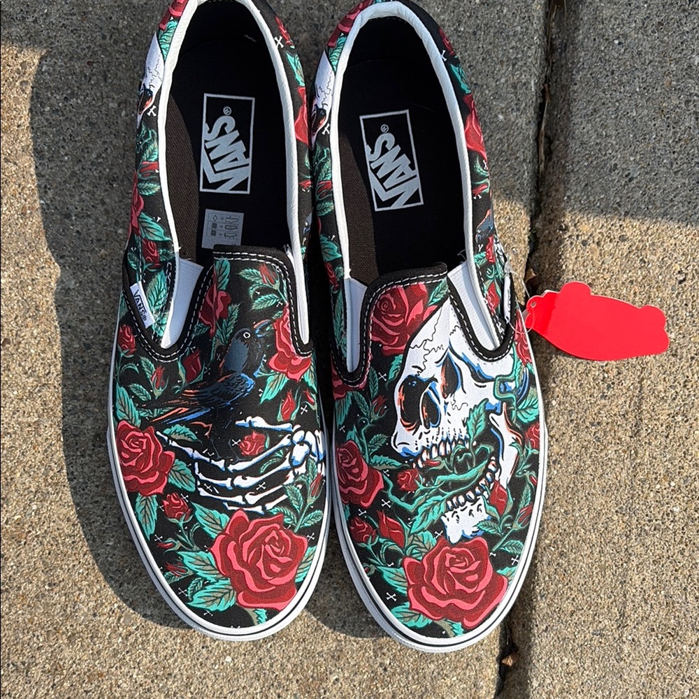Vans Skull and Rose Slip-On Sneakers